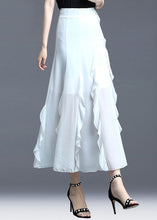 Load image into Gallery viewer, Fitted White Ruffled Patchwork Chiffon Skirts Summer