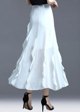 Load image into Gallery viewer, Fitted White Ruffled Patchwork Chiffon Skirts Summer