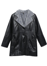 Load image into Gallery viewer, French Black Lapel Warm Fleece Faux Leather Jacket Winter