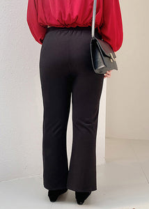 French Black Slim Fit Side Open Cotton Pants Bell-bottom Trousers Fall