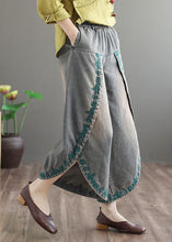 Load image into Gallery viewer, French Blue Pockets Embroideried Fall Denim Wide Leg Pants