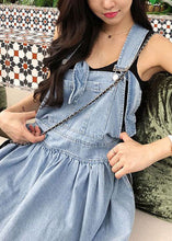 Load image into Gallery viewer, French Blue Wrinkled Patchwork Denim Long Dress Sleeveless