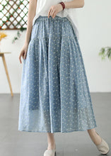 Load image into Gallery viewer, French Blue Wrinkled Print Elastic Waist Patchwork Cotton Skirt Summer