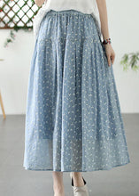 Load image into Gallery viewer, French Blue Wrinkled Print Elastic Waist Patchwork Cotton Skirt Summer