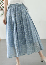 Load image into Gallery viewer, French Blue Wrinkled Print Elastic Waist Patchwork Cotton Skirt Summer