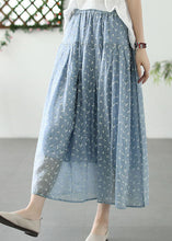 Load image into Gallery viewer, French Blue Wrinkled Print Elastic Waist Patchwork Cotton Skirt Summer