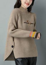 Load image into Gallery viewer, French Khaki High Neck Thick Wool Short Sweater Winter