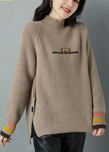 Load image into Gallery viewer, French Khaki High Neck Thick Wool Short Sweater Winter