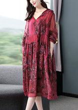 Load image into Gallery viewer, French Mulberry Hooded Embroideried Patchwork Silk Long Dresses Spring