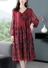 Load image into Gallery viewer, French Mulberry Hooded Embroideried Patchwork Silk Long Dresses Spring