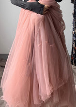 Load image into Gallery viewer, French Pink Asymmetrical wrinkled tulle Skirt Winter