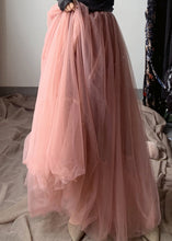 Load image into Gallery viewer, French Pink Asymmetrical wrinkled tulle Skirt Winter