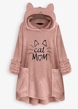 Load image into Gallery viewer, French Pink Hooded Pockets Low High Design Teddy Faux Fur Sweatshirts Fall