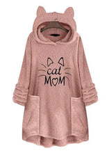 Load image into Gallery viewer, French Pink Hooded Pockets Low High Design Teddy Faux Fur Sweatshirts Fall