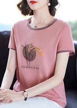 Load image into Gallery viewer, French Pink O-Neck Embroideried Patchwork Tanks Short Sleeve