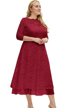 Load image into Gallery viewer, French Red High Waist Lace Maxi Dresses Summer