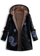 Load image into Gallery viewer, French Red Hooded Print Pockets Patchwork Warm Fleece Coats Fall