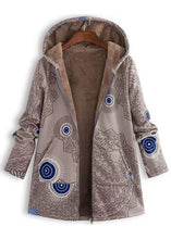 Load image into Gallery viewer, French Red Hooded Print Pockets Patchwork Warm Fleece Coats Fall