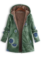 Load image into Gallery viewer, French Red Hooded Print Pockets Patchwork Warm Fleece Coats Fall