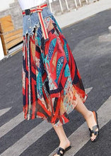 Load image into Gallery viewer, French Red Patchwork Print Chiffon Skirt Summer