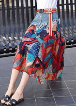 Load image into Gallery viewer, French Red Patchwork Print Chiffon Skirt Summer