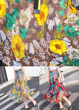 Load image into Gallery viewer, French Red Patchwork Print Chiffon Skirt Summer