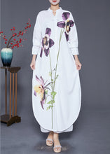 Load image into Gallery viewer, French White Print Side Open Chiffon Long Shirts Dress Fall