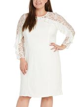 Load image into Gallery viewer, French White Ruffled Knit Lace Patchwork Mid Dresses Summer