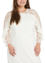 Load image into Gallery viewer, French White Ruffled Knit Lace Patchwork Mid Dresses Summer