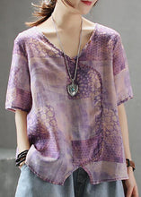 Load image into Gallery viewer, French cotton Tunic stylish Light And Loose Printed Cotton Linen T-Shirt