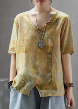 Load image into Gallery viewer, French cotton Tunic stylish Light And Loose Printed Cotton Linen T-Shirt