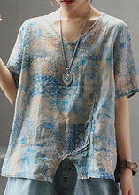 Load image into Gallery viewer, French cotton Tunic stylish Light And Loose Printed Cotton Linen T-Shirt