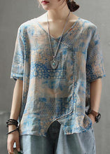 Load image into Gallery viewer, French cotton Tunic stylish Light And Loose Printed Cotton Linen T-Shirt