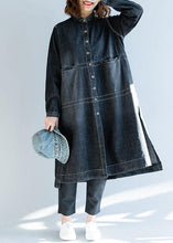 Load image into Gallery viewer, French denim black Fashion Long coats Work Outfits side open fall women coats