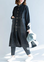 Load image into Gallery viewer, French denim black Fashion Long coats Work Outfits side open fall women coats