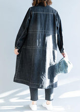 Load image into Gallery viewer, French denim black Fashion Long coats Work Outfits side open fall women coats