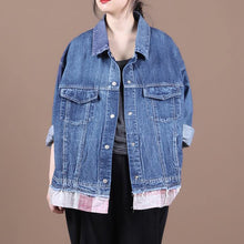 Load image into Gallery viewer, French lapel patchwork Fine fall clothes For Women denim blue Dresses women coats