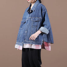 Load image into Gallery viewer, French lapel patchwork Fine fall clothes For Women denim blue Dresses women coats