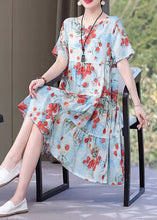 Load image into Gallery viewer, French red print Cotton clothes o neck pockets Art summer Dresses