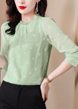 Load image into Gallery viewer, Green Chiffon Shirt Top O-Neck Ruffled Spring