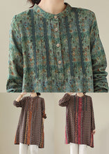 Load image into Gallery viewer, Green Patchwork Cotton Mid Shirts Dress Wrinkled Long Sleeve