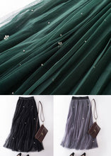 Load image into Gallery viewer, Grey Nail bead Patchwork Tulle Skirt Wrinkled Spring