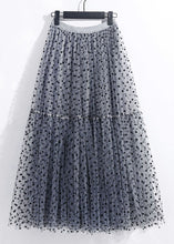 Load image into Gallery viewer, Grey Patchwork Tulle Skirt Wrinkled Elastic Waist Spring