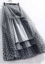 Load image into Gallery viewer, Grey Patchwork Tulle Skirt Wrinkled Elastic Waist Spring