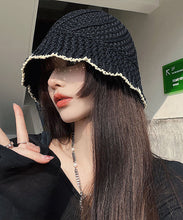 Load image into Gallery viewer, Handmade Black Hollow Out Knit Bucket Hat