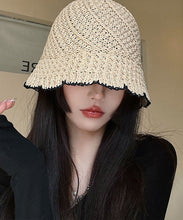 Load image into Gallery viewer, Handmade Black Hollow Out Knit Bucket Hat