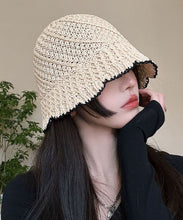 Load image into Gallery viewer, Handmade Black Hollow Out Knit Bucket Hat