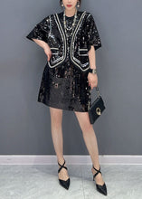 Load image into Gallery viewer, Handmade Black Sequins Patchwork False Two Pieces Dresses Spring