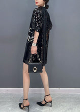 Load image into Gallery viewer, Handmade Black Sequins Patchwork False Two Pieces Dresses Spring