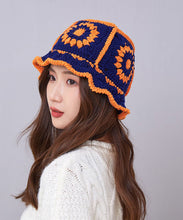 Load image into Gallery viewer, Handmade Blue Hollow Out Knit Bucket Hat